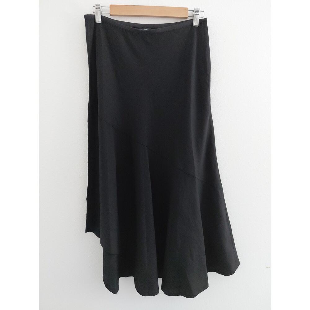 NEW Nic & Zoe Skirt Womens 8 Black Linen Lagenlook Asymmetrical Medium Coastal